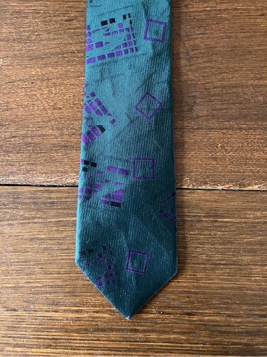 Lanvin Other - Vintage Lanvin Teal Tie with Tuquoise Geometric Pattern